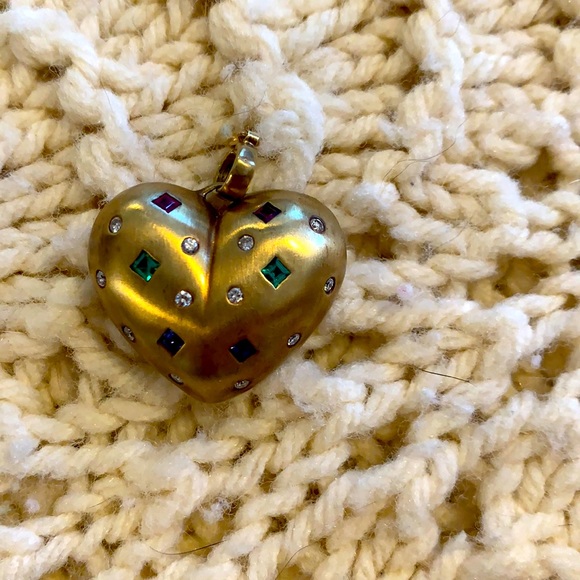 14 Kt Gold Enhancer with emerald- Rubies-And Sap - Picture 1 of 7